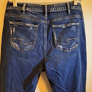 Silver Jeans Distressed Boyfriend Jeans W/Embroidered Pockets Western Glove Work